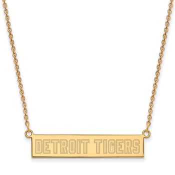 Sterling Silver Gold Plated Major League Baseball LogoArt Detroit Tigers Small Bar Necklace