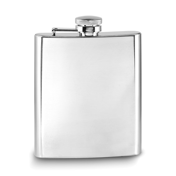 Rebel Steel Black Leather Case Polished Stainless Steel 8 ounce