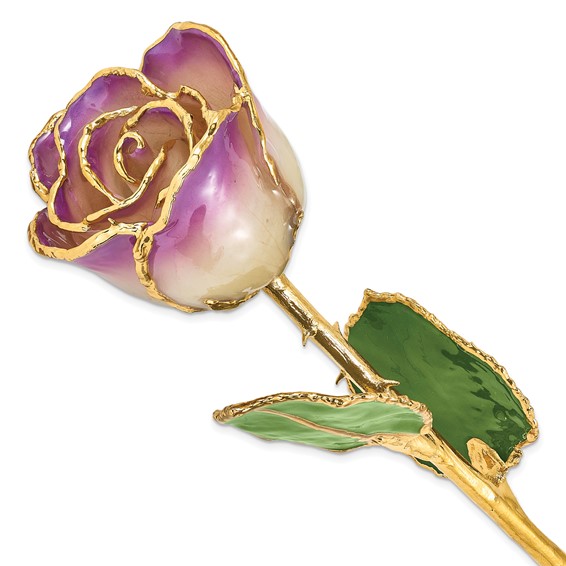 Lacquer Dipped 24k Gold Trim Amethyst Rose