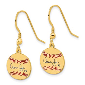 Sterling Silver/Sterling Silver Gold Plated Aaron Judge Major League Baseball Players Association Signature Epoxy Earrings — alternate view