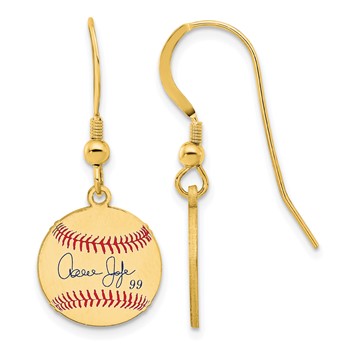 Sterling Silver/Sterling Silver Gold Plated Aaron Judge Major League Baseball Players Association Signature Epoxy Earrings