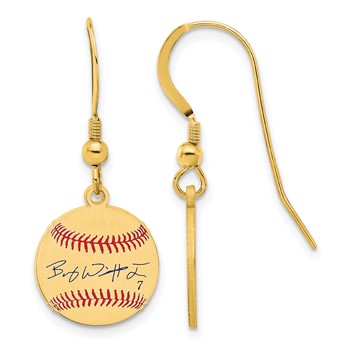 Sterling Silver/Sterling Silver Gold Plated Bobby Witt Jr. Major League Baseball Players Association Signature Epoxy Earrings