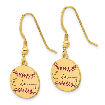 Sterling Silver/Sterling Silver Gold Plated Elly De La Cruz Major League Baseball Players Association Signature Epoxy Earrings — alternate view