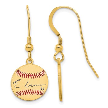 Sterling Silver/Sterling Silver Gold Plated Elly De La Cruz Major League Baseball Players Association Signature Epoxy Earrings