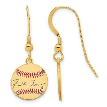 Sterling Silver/Sterling Silver Gold Plated Freddie Freeman Major League Baseball Players Association Signature Epoxy Earrings