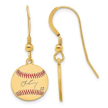 Sterling Silver/Sterling Silver Gold Plated Francisco Lindor Major League Baseball Players Association Signature Epoxy Earrings