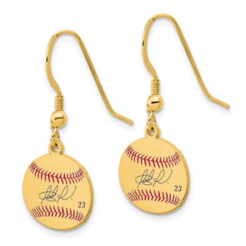 Sterling Silver/Sterling Silver Gold Plated Fernando Tatis Jr. Major League Baseball Players Association Signature Epoxy Earrings — alternate view