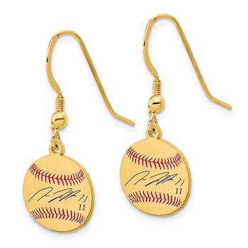 Sterling Silver/Sterling Silver Gold Plated José Ramírez Major League Baseball Players Association Signature Epoxy Earrings — alternate view