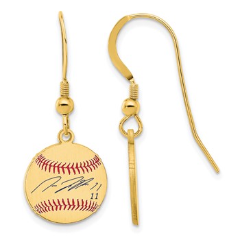 Sterling Silver/Sterling Silver Gold Plated José Ramírez Major League Baseball Players Association Signature Epoxy Earrings