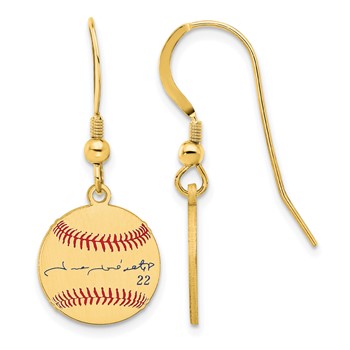 Sterling Silver/Sterling Silver Gold Plated Juan Soto Major League Baseball Players Association Signature Epoxy Earrings