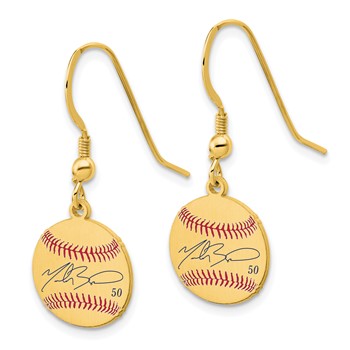 Sterling Silver/Sterling Silver Gold Plated Markus MOOKIE Betts Major League Baseball Players Association Signature Epoxy Earrings — alternate view