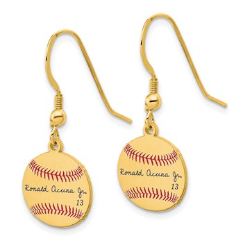 Sterling Silver/Sterling Silver Gold Plated Ronald Acuña Jr. Major League Baseball Players Association Signature Epoxy Earrings — alternate view