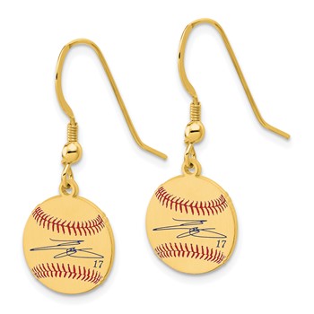 Sterling Silver/Sterling Silver Gold Plated Shohei Ohtani Major League Baseball Players Association Signature Epoxy Earrings — alternate view