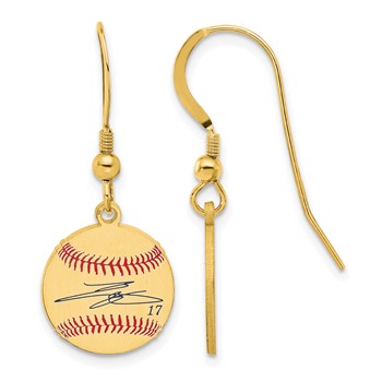 Sterling Silver/Sterling Silver Gold Plated Shohei Ohtani Major League Baseball Players Association Signature Epoxy Earrings