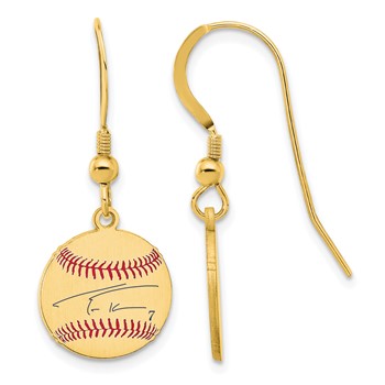 Sterling Silver/Sterling Silver Gold Plated Trea Turner Major League Baseball Players Association Signature Epoxy Earrings