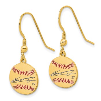 Sterling Silver/Sterling Silver Gold Plated Vladimir Guerrero Jr. Major League Baseball Players Association Signature Epoxy Earrings — alternate view
