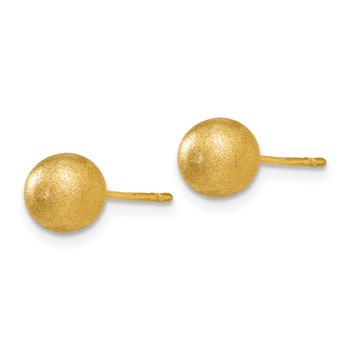 14K 6mm Satin Puffed Ball Post Earrings — alternate view