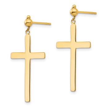 14K Cross Dangle Post Earrings — alternate view