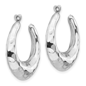 14k White Gold Hammered Hoop Earring Jackets — alternate view