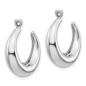 14k White Gold Polished Hollow Tapered Hoop Earring Jackets — alternate view