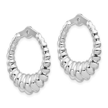 14k White Gold Scalloped Hoop Earring Jackets — alternate view