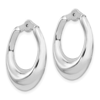 14k White Gold Polished Hoop Earring Jackets — alternate view