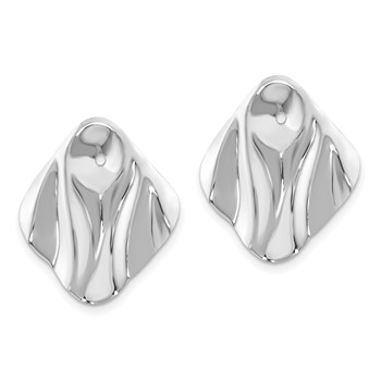 14k White Gold Polished Hammered Square Earring Jackets — alternate view