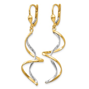 14k Two-tone Spiral Dangle Leverback Earrings — alternate view