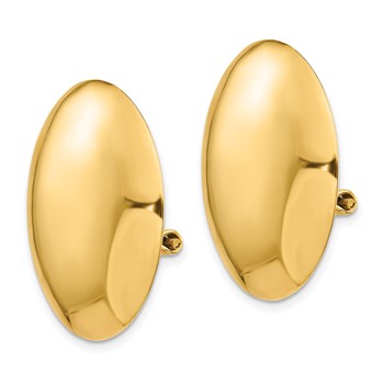 14k 24mm Polished Circle Omega Back Non-pierced Earrings — alternate view