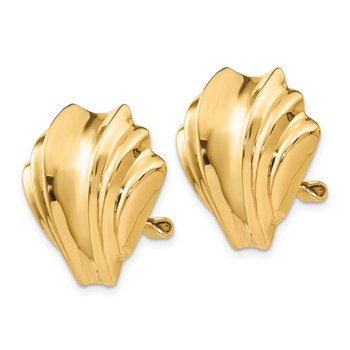 14k Polished Fan Omega Back Non-pierced Earrings — alternate view