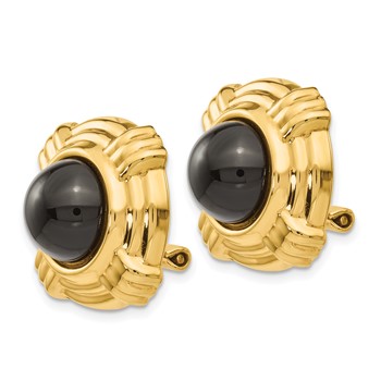 14k Omega Clip Black Onyx Cabochon 18mm Non-pierced Earrings — alternate view