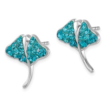 Sterling Silver Rhodium-plated Polished Blue Crystal Sting Ray Post Earring — alternate view