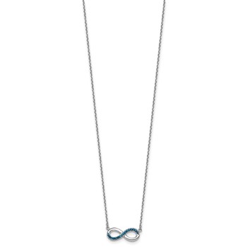 Sterling Silver Rhodium-Plated Polished Blue Crystal Eternity 16.5 inch with a 2 inch extention Necklace — alternate view