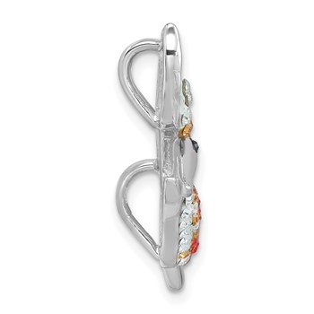 Sterling Silver Rhodium-plated Polished Orange Crystal Pelican Pendant — alternate view