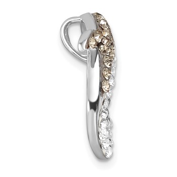 Sterling Silver Rhodium-Plated Polished Gray and White Crystal Dolphin Chain Slide — alternate view