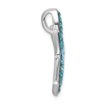 Sterling Silver Rhodium-plated Polished Blue Crystal Star Fish Chain Slide — alternate view