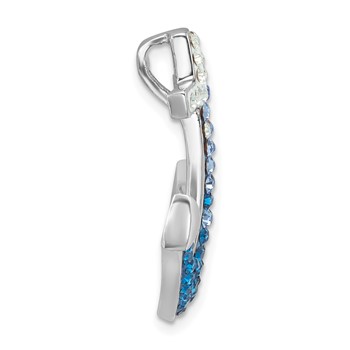 Sterling Silver Rhodium-Plated Polished Crystal Anchor Chain Slide — alternate view