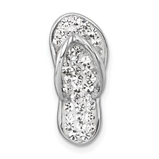 Image of Sterling Silver Rhodium-plated Polished White Crystal Flip Flop Chain Slide