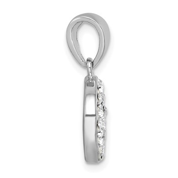 Sterling Silver Rhodium-Plated Polished Crystal Sand Dollar Pendant — alternate view