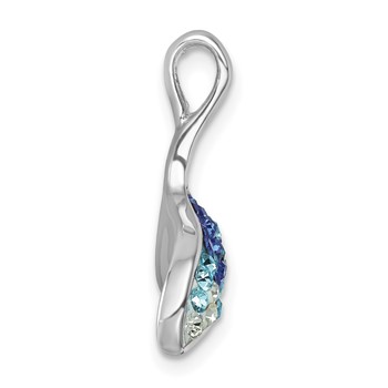 Sterling Silver Rhodium-Plated Polished Crystal Whales Tail Pendant — alternate view