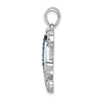 Sterling Silver Rhodium-plated Polished Crystal Seahorse Pendant — alternate view