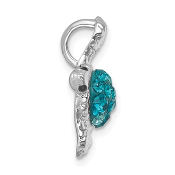 Sterling Silver Rhodium-plated Polished Crystal Turtle Chain Slide — alternate view