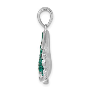 Sterling Silver Rhodium-plated Polished Green Crystal Alligator Pendant — alternate view