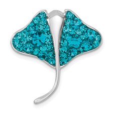 Image of Sterling Silver Rhodium-plated Polished Blue Crystal Ray Pendant