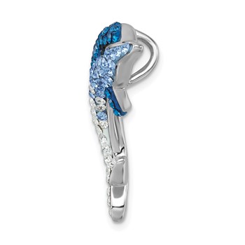 Sterling Silver Rhodium-Plated Large Crystal Dolphin Slide — alternate view