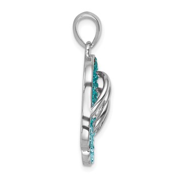 Sterling Silver Rhodium-plated Polished Crystal Double Flip Flop Pendant — alternate view