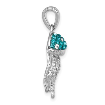 Sterling Silver Rhodium-plated Polished Crystal Jellyfish Pendant — alternate view