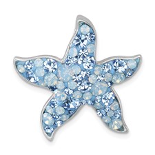 Image of Sterling Silver Rhodium-plated Polished Crystal Starfish Chain Slide