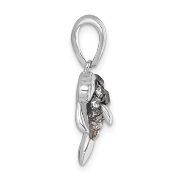 Sterling Silver Rhodium-plated Polished Crystal Manatee Pendant — alternate view