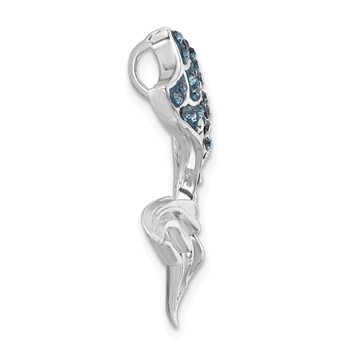 Sterling Silver Rhodium-Plated Polished Crystal Mermaid Tail Chain Slide — alternate view